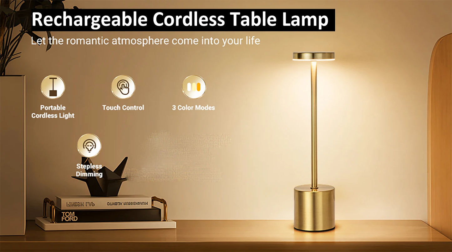 LED Rechargeable Touch Metal Table Lamp
