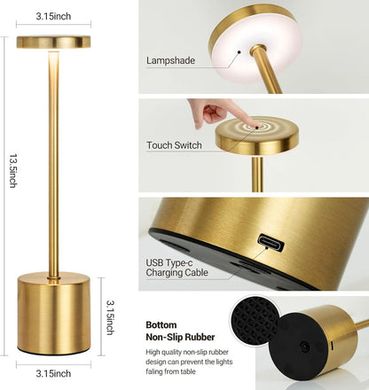 LED Rechargeable Touch Metal Table Lamp