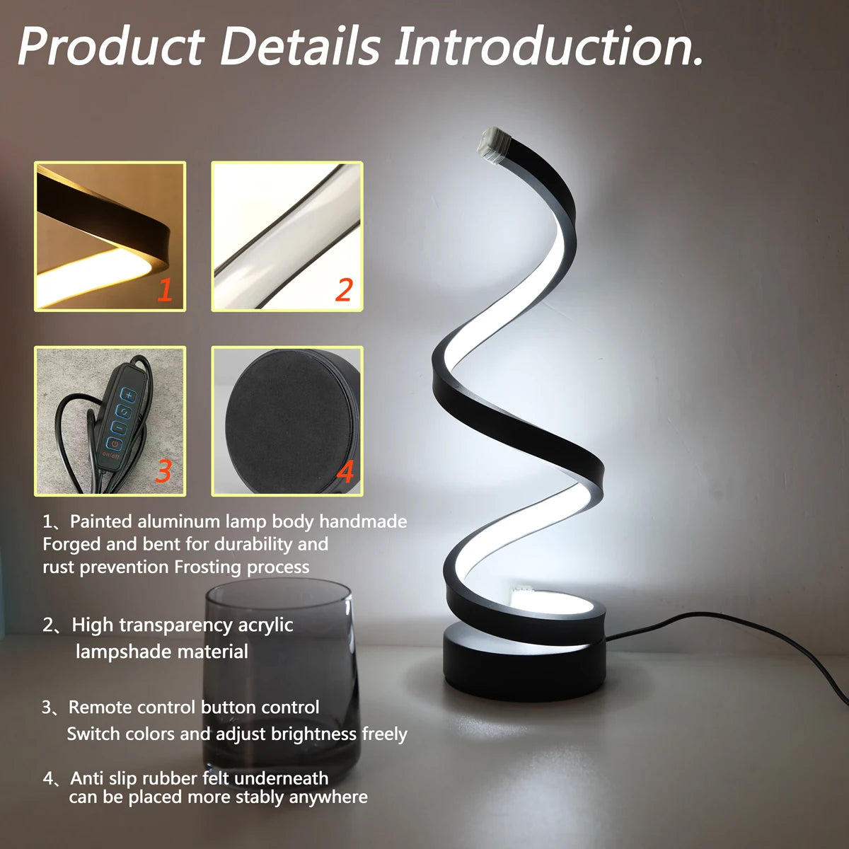 Dimmable Spiral LED Desk Lamp