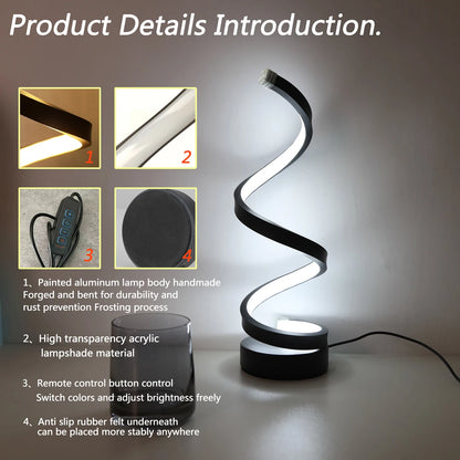 Dimmable Spiral LED Desk Lamp