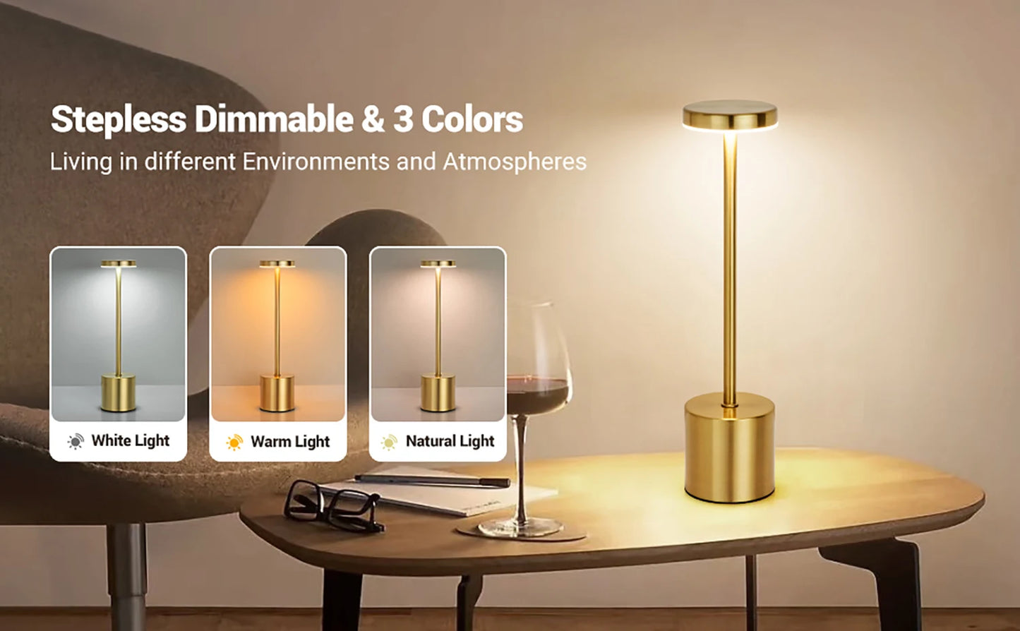 LED Rechargeable Touch Metal Table Lamp